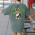 Cute Boston Terrier Shamrock St Patrick's Day Dog Lover Men Women Kids Women's Comfort Colors T-Shirt Back Print Moss
