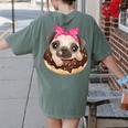 Cute Pug Shirt Donut Girls Dog Women's Comfort Colors T-Shirt Back Print Moss
