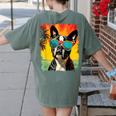 Dog Boston Terrier Hawaiian Women's Comfort Colors T-Shirt Back Print Moss