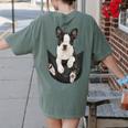 Dog Lovers Boston Terrier In Pocket Dog Face For Men Women Kids Women's Comfort Colors T-Shirt Back Print Moss