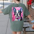 Dog Pink Boston Terrier Women's Comfort Colors T-Shirt Back Print Moss
