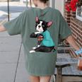 Father's Day Gift Dog Dad Boston Terrier i Love Dad Tattoo Women's Comfort Colors T-Shirt Back Print Moss