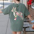 Floral FLower Boston Terrier Mom Grandma Women's Comfort Colors T-Shirt Back Print Moss