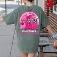 Ghost And Witch Boston Terrier Dog In October We Wear Pink Women's Comfort Colors T-Shirt Back Print Moss