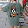 Guitar Shirt Boston Terrier Dog Playing Acoustic Guitar Women's Comfort Colors T-Shirt Back Print Moss