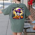 Halloween Boston Terrier Dog Breed With Jack O' Lantern Art Women's Comfort Colors T-Shirt Back Print Moss