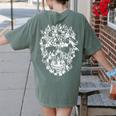 Halloween Costume Skull Boston Terrier Dog Lover Women's Comfort Colors T-Shirt Back Print Moss