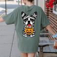 Halloween Dog Boston Terrier Mummy Costume Men Women Kids Women's Comfort Colors T-Shirt Back Print Moss