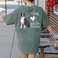 Just A Girl Who Loves Her Boston Terrier Puppy Love Women's Comfort Colors T-Shirt Back Print Moss