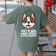 Just a Girl Who Loves Boston Terriers Women's Comfort Colors T-Shirt Back Print Moss