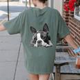 Love Is Boston Terrier Bostie Women's Comfort Colors T-Shirt Back Print Moss