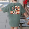 Patriotic Boston Terrier Dog Lover USA Flag 4th Of July For Men Women Kids Women's Comfort Colors T-Shirt Back Print Moss