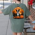 Pumpkin Boston Terrier Costume On Boston Terrier Halloween Women's Comfort Colors T-Shirt Back Print Moss