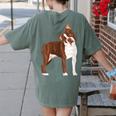 Red Boston Terrier Dog Women's Comfort Colors T-Shirt Back Print Moss