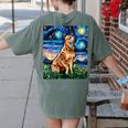 Red Heeler Starry Night Cattle Dog Colorful Art By Aja For Men Women Girls Kids Women's Comfort Colors T-Shirt Back Print Moss