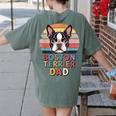 Retro Boston Terrier Dad Women's Comfort Colors T-Shirt Back Print Moss