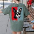 Retro Boston Terrier Dog Lover Bostie Mom Dad Dog Owner Women's Comfort Colors T-Shirt Back Print Moss