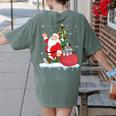 Santa Ugly Christmas Tree Lights Boston Terrier Dog Lover Women's Comfort Colors T-Shirt Back Print Moss