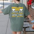 Spelling Bee Costume For a Halloween Teacher Pun Women Women&#x27;s Comfort Colors T-Shirt Back Print Moss