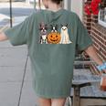 Spooky Ghost Boston Terrier Pumpkin Halloween Dog Lover Women's Comfort Colors T-Shirt Back Print Moss