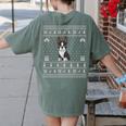 Ugly Xmas Sweater Style Boston Terrier Reindeer Christmas Women's Comfort Colors T-Shirt Back Print Moss