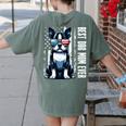 USA Flag Boston Terrier Best Dog Mom Ever 2025 Women's Comfort Colors T-Shirt Back Print Moss