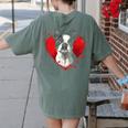 Valentine's Day Boston Terrier Dog Women's Comfort Colors T-Shirt Back Print Moss