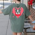 Valentine's Day Boston Terrier Heart Women's Comfort Colors T-Shirt Back Print Moss
