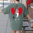 Valentine's Day Boston Terrier Lover Women's Comfort Colors T-Shirt Back Print Moss