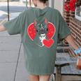 Valentine's Day Boston Terrier Women's Comfort Colors T-Shirt Back Print Moss