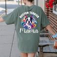 Watercolor Floral Boston Terrier Mama Dog Lover Mother's Day For Men Women Girls Kids Women's Comfort Colors T-Shirt Back Print Moss
