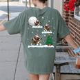 Xmas Lighting Tree Santa Riding Boston Terrier Christmas Women's Comfort Colors T-Shirt Back Print Moss