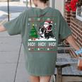 Xmas Tree Lighting Santa Riding Boston Terrier Christmas Women's Comfort Colors T-Shirt Back Print Moss