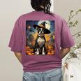 Aesthetic Halloween Boston Terrier Dog Witch Pumpkin For Men Women Kids Women's Comfort Colors T-Shirt Back Print Berry