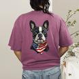 Boston Terrier American Flag Women's Comfort Colors T-Shirt Back Print Berry