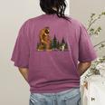 Boston Terrier Bigfoot Dog Walking Dog Mom Dad Kids Women's Comfort Colors T-Shirt Back Print Berry