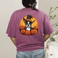 Boston Terrier Bostie Dog Breed Pet Halloween Pumpkins Women's Comfort Colors T-Shirt Back Print Berry