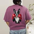 Boston Terrier Boxing Women's Comfort Colors T-Shirt Back Print Berry