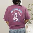 Boston Terrier Boy Cute Cartoon Dog Owner Pet Boston Terrier Women's Comfort Colors T-Shirt Back Print Berry