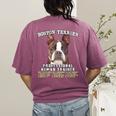 Boston Terrier Brindle Dog Professional Human Trainer Women's Comfort Colors T-Shirt Back Print Berry