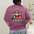 Boston Terrier Christmas Dogs Santa Reindeer Elf Women's Comfort Colors T-Shirt Back Print Berry