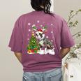 Boston Terrier Christmas Tree Lights Santa Hat Women's Comfort Colors T-Shirt Back Print Berry