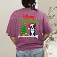 Boston Terrier Christmas Tree Lights Xmas Dog Lover Women's Comfort Colors T-Shirt Back Print Berry