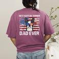 Boston Terrier Dad American Flag 4th Of July Dog Fathers Day Women's Comfort Colors T-Shirt Back Print Berry