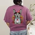 Boston Terrier Dia De Los Muertos Day Of The Dead Dog Skull For Men Women Kids Women's Comfort Colors T-Shirt Back Print Berry