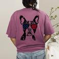 Boston Terrier Dog 4th July America USA Flag Men Women Kids Women's Comfort Colors T-Shirt Back Print Berry