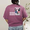 Boston Terrier Dog 4th Of July US American Flag Patriotic Women's Comfort Colors T-Shirt Back Print Berry
