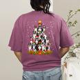 Boston Terrier Dog Christmas Tree Santa Hat Xmas Pajama Men Women Kids Women's Comfort Colors T-Shirt Back Print Berry