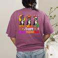 Boston Terrier Dog Halloween Christmas Hallothanksmas Men Women Kids Women's Comfort Colors T-Shirt Back Print Berry
