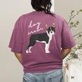 Boston Terrier Dog Mom Woman Women Women's Comfort Colors T-Shirt Back Print Berry